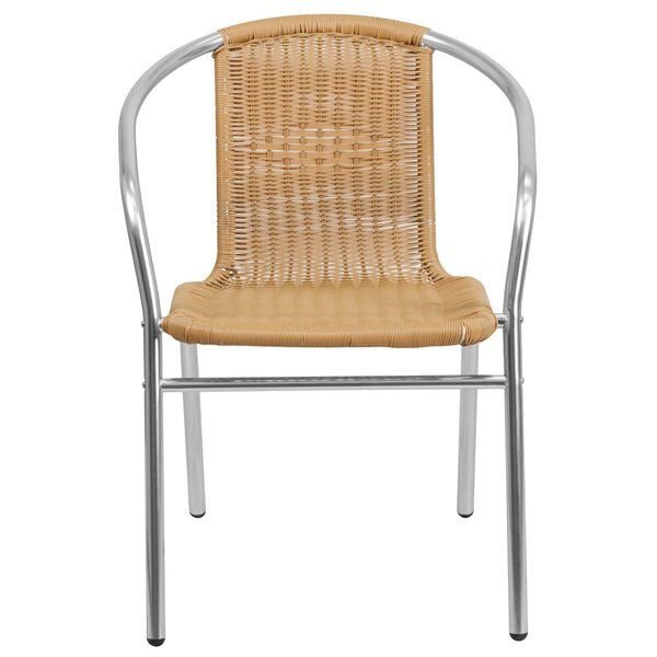 Aluminum and Beige Restaurant Stack Chair, 21.75 W 22
