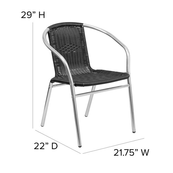 Aluminum and Black Restaurant Stack Chair, 21.75 W 22