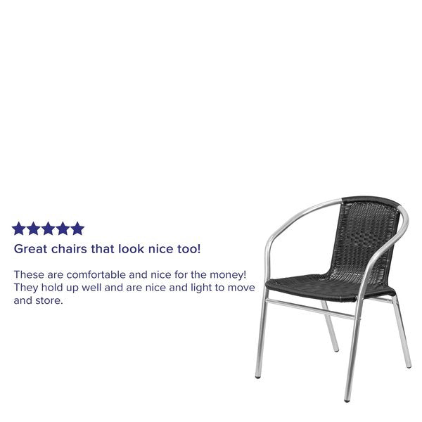 Aluminum and Black Restaurant Stack Chair, 21.75 W 22