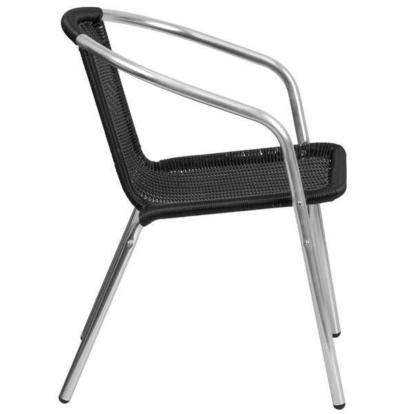 Aluminum and Black Restaurant Stack Chair, 21.75 W 22