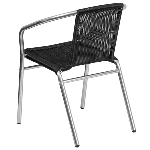 Aluminum and Black Restaurant Stack Chair, 21.75 W 22