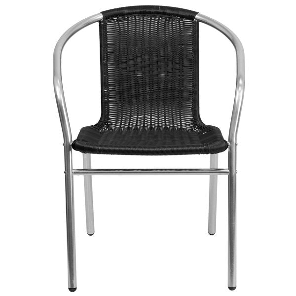Aluminum and Black Restaurant Stack Chair, 21.75 W 22