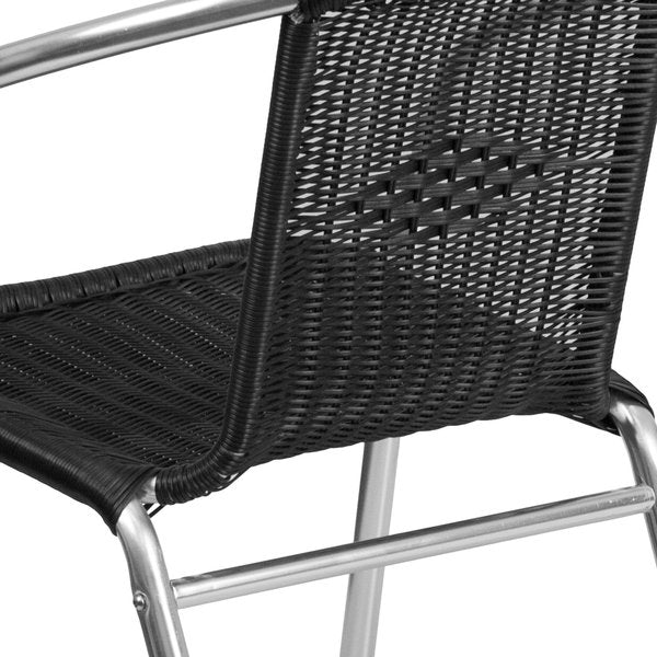 Aluminum and Black Restaurant Stack Chair, 21.75 W 22