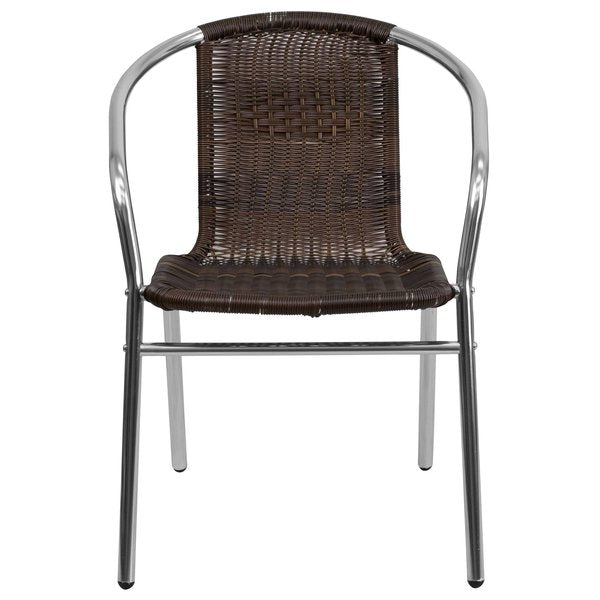 Aluminum and Dark Brown Restaurant Stack Chair, 21.75 W 22