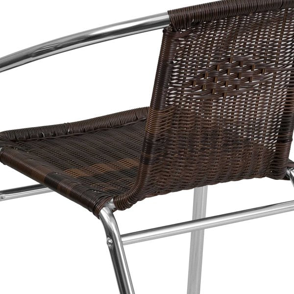 Aluminum and Dark Brown Restaurant Stack Chair, 21.75 W 22