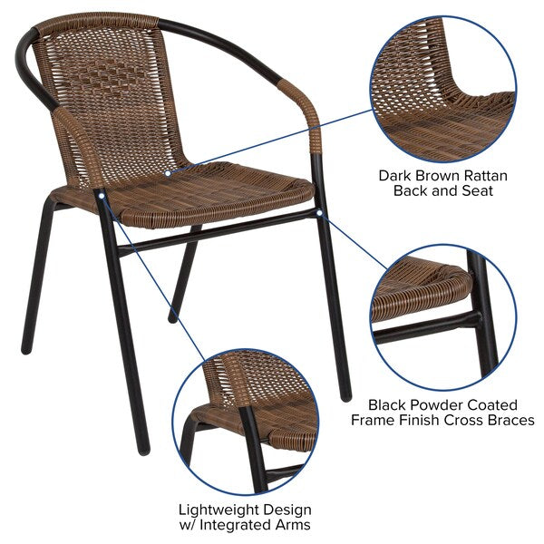 Brown Rattan Indoor-Outdoor Stack Chair