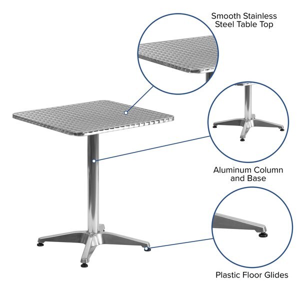 Square Table, Square, Aluminum, 23.5