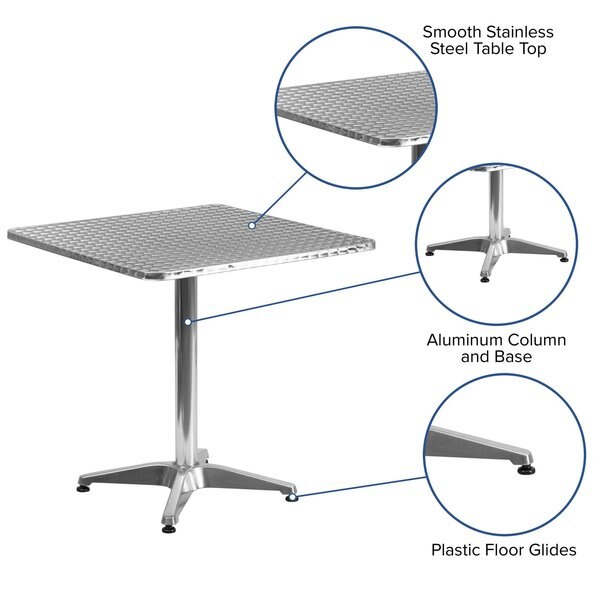 Square Table, Square, Aluminum, 27.5