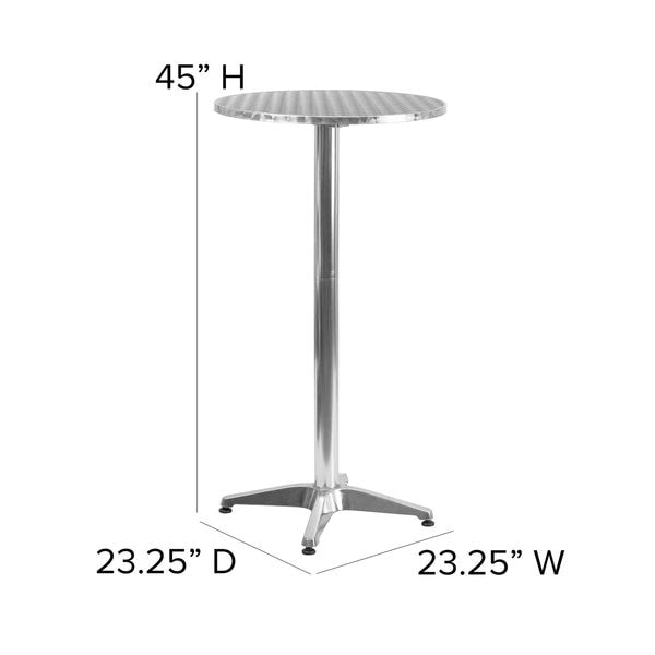 Fold Bar Table, Aluminum, Round, 25.5