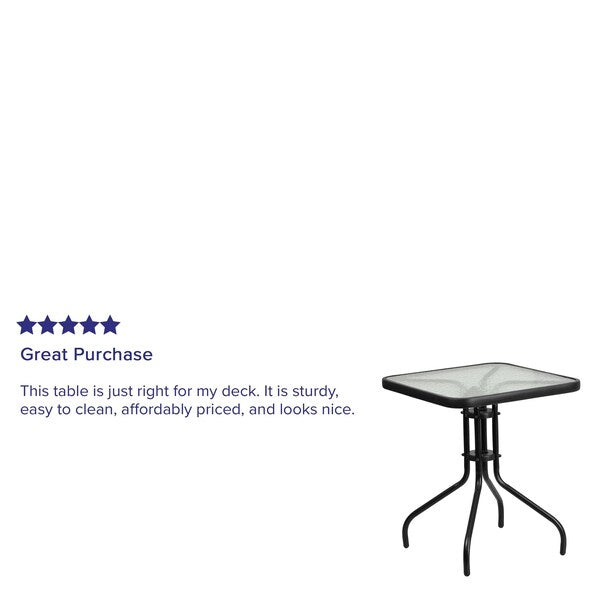 Barker 23.5'' Square Tempered Glass Metal Table