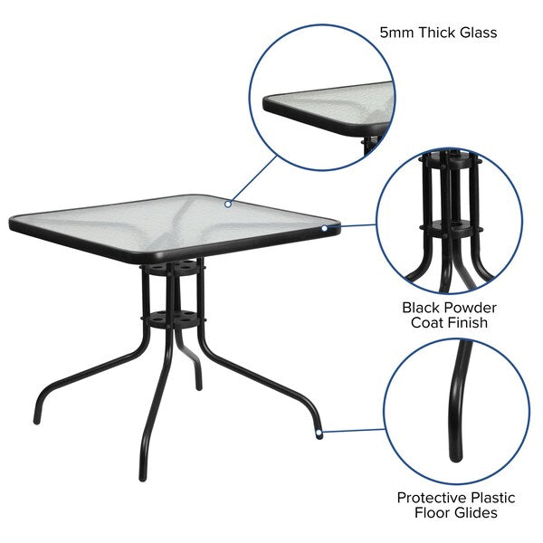 Barker 31.5'' Square Tempered Glass Metal Table