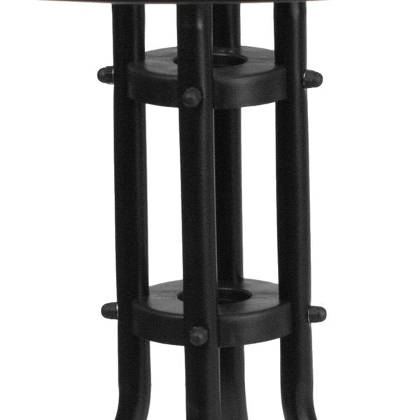 Round Glass Table, Blk Rattan Edging, Rnd, 28