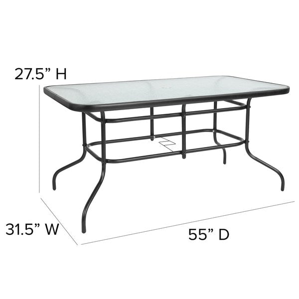 Rectangle Table, Rctnglr, Tmprd Glss Metal, 31.5