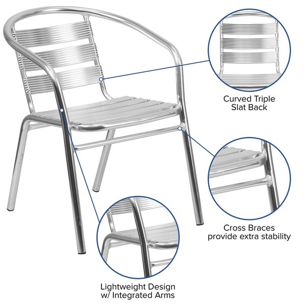 Aluminum Restaurant Stack Chair, 22 W 24