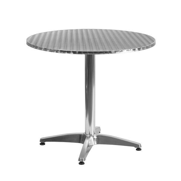 Round Table Set, 31.5 W, 31.5 L, 27.5 H, Aluminum, Plastic, Stainless Steel Top, Grey