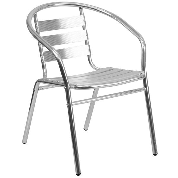 Round Table Set, 31.5 W, 31.5 L, 27.5 H, Aluminum, Plastic, Stainless Steel Top, Grey