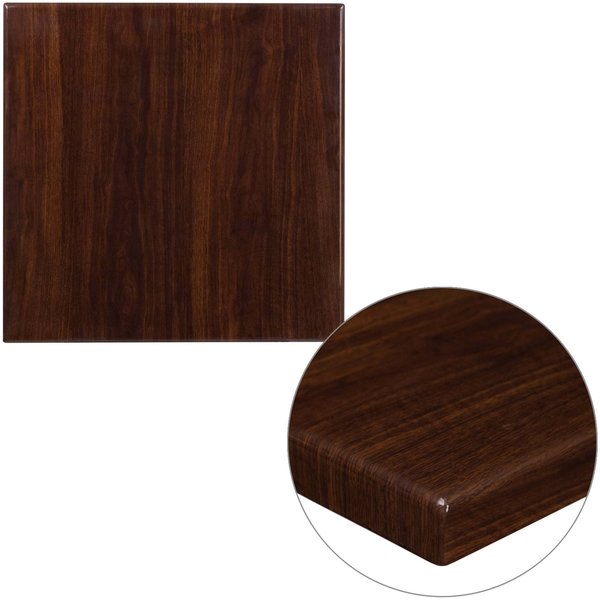 Square High-Gloss Walnut Resin Table Top