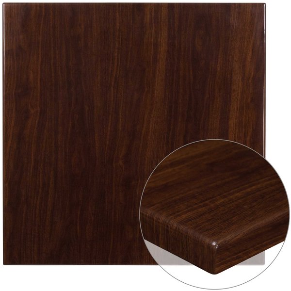 Square Square High-Gloss Walnut Resin Table Top, 36