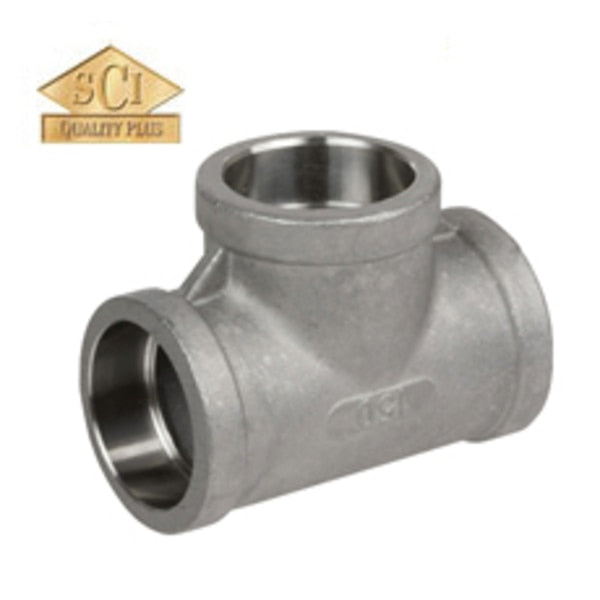 Socket Weld Tee, 150lb, 304 1-1/2