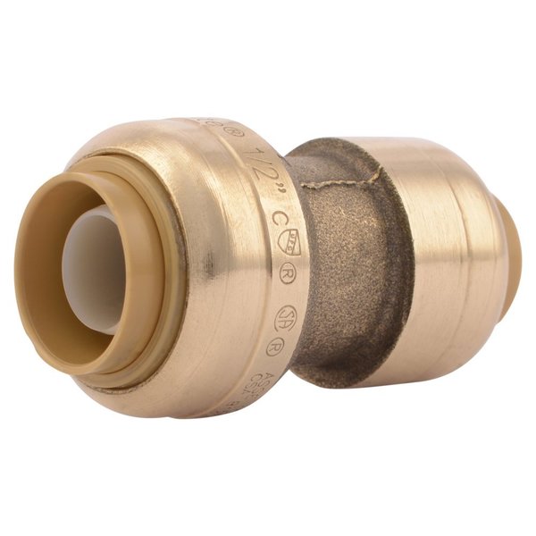 DZR Brass Reducing Coupling, 3/8 in x 1/2 in Tube Size