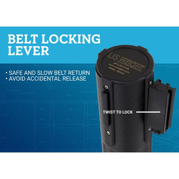 Barrier Post with Belt, HDPE, Black, PR