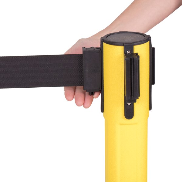 Barrier Post with Belt, HDPE, Yellow, PR
