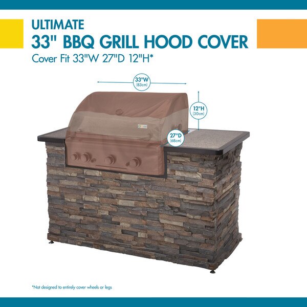 Ultimate Mocha Patio Barbecue Grill Hood Cover, 33