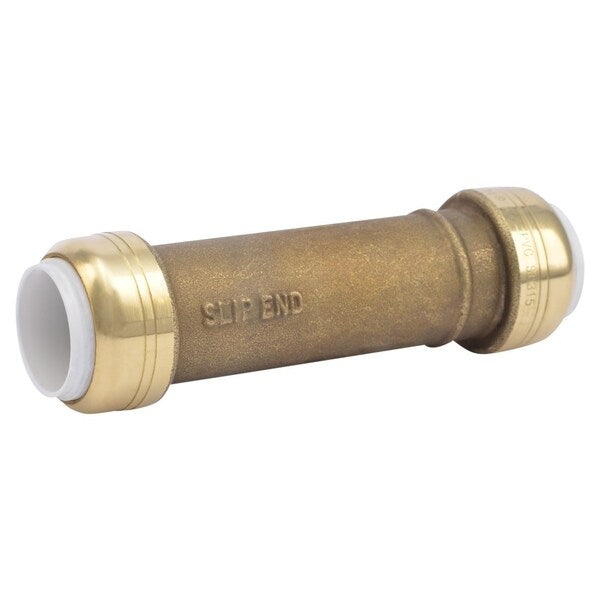 DZR Brass Slip Coupling, 1/2 in Tube Size
