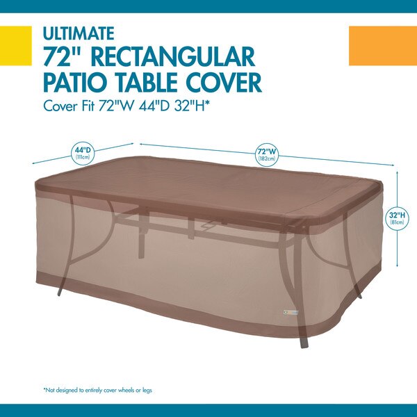 Ultimate Brown Patio Rectangular Table Cover, 72