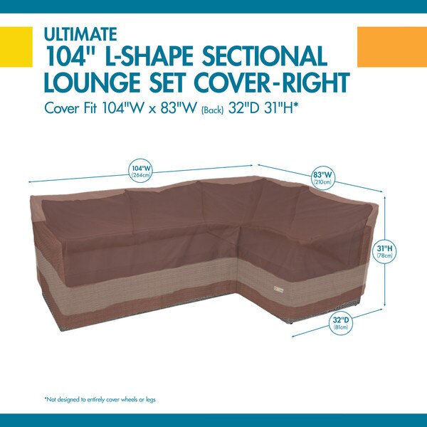 Ultimate Brown Patio Sectional Cover, 104