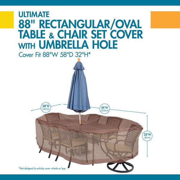Ultimate Brown Patio Table Set Cover, 88