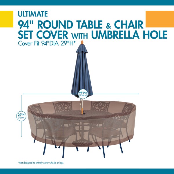 Ultimate Brown Patio Table Set Cover, Ultimate, 96