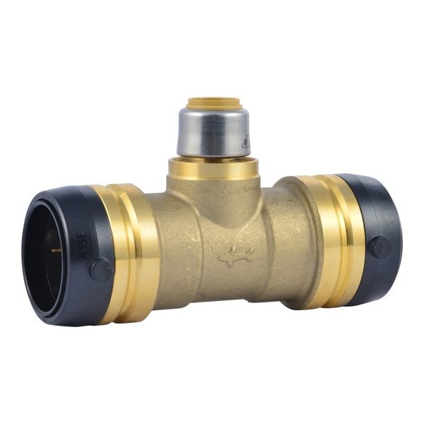 DZR Brass Reducing Tee, 1-1/4 in Tube Size