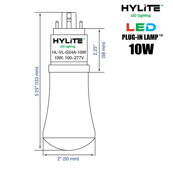 LED Repl Lamp for 18W/26W/32W VL CFL, 10W, 822 Lumens, 5000K, 10-Pack