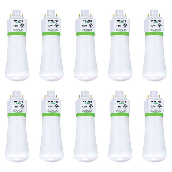LED Repl Lamp for 32W/42W PL CFL, 12W, 1248 Lumens, 5000K, 10-Pack