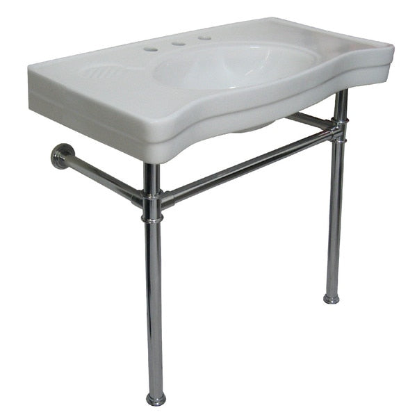 VPB1361ST Ceramic Basin With Stainless Steel Pedestal