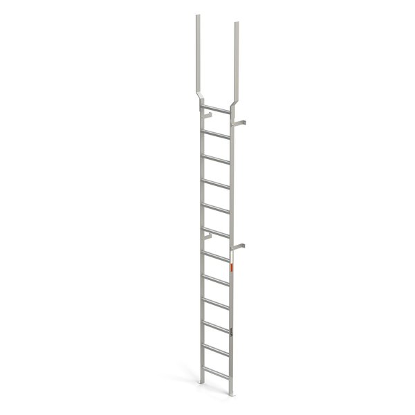 Vertical Ladder, 12 Rungs, Handrail Extensions, 15'3