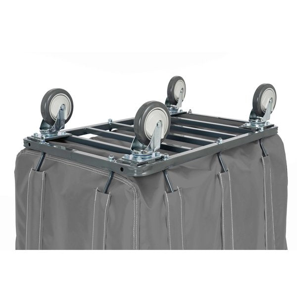 Vinyl Basket Truck with Air Cushion Bumper and Steel Base, 20 Bushel, Gray