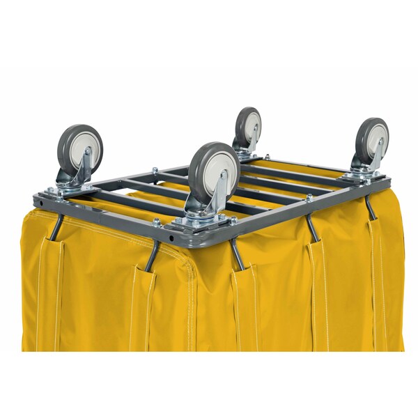 Vinyl Basket Truck with Air Cushion Bumper and Steel Base, 14 Bushel, Yellow