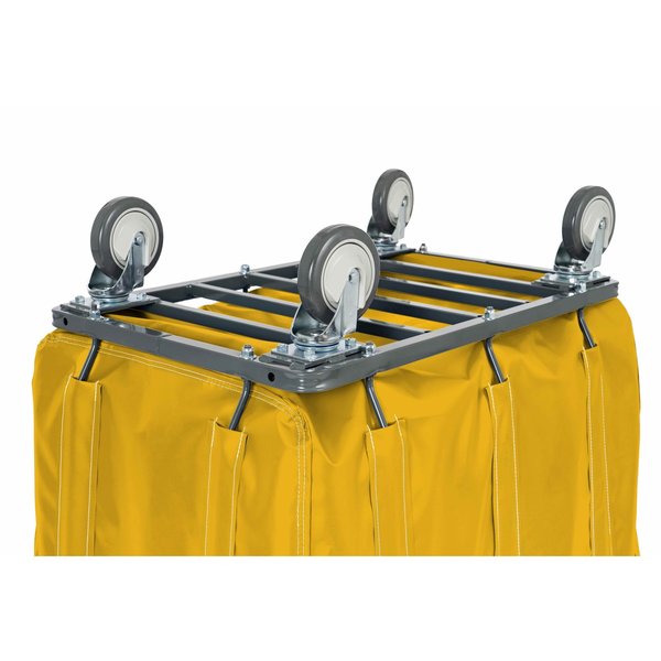 Vinyl Basket Truck with Air Cushion Bumper and Steel Base, 6 Bushel, Yellow