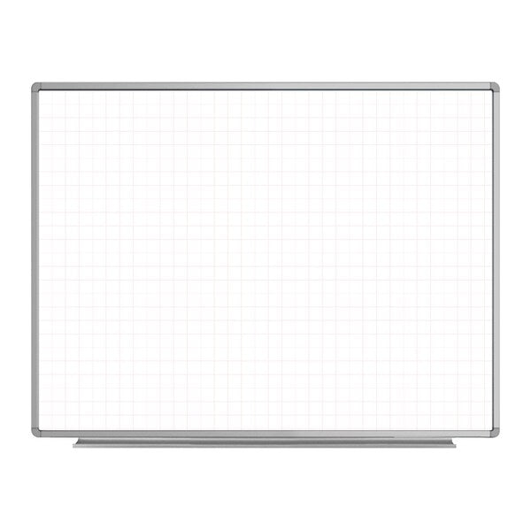 Wall-Mounted Magnetic Ghost Grid Whiteboard, 48â x 36â