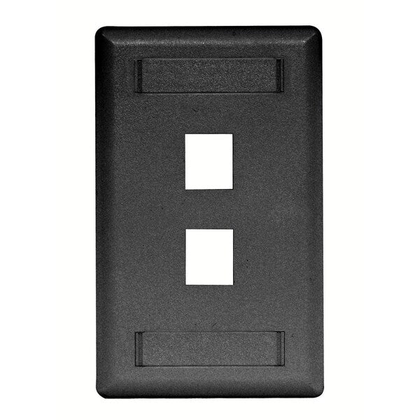 Plate, Wall, Flush, 1-G, 2Port, Bk