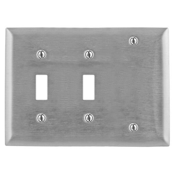 Toggle Opening Wall Plates and Box Cover, Number of Gangs: 3 Stainless Steel, Brushed Finish