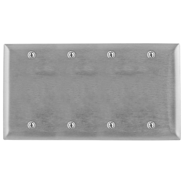 Blank Wall Plates, Number of Gangs: 4 Stainless Steel, Brushed Finish