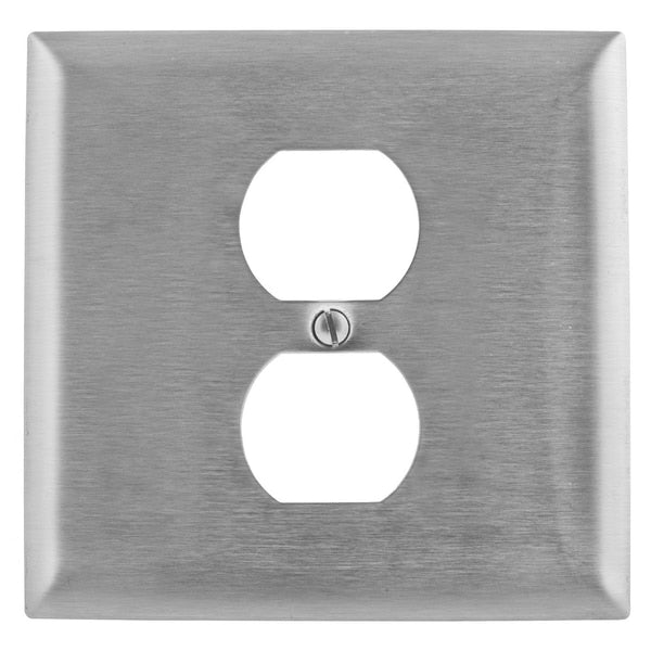 Duplex Opening Wall Plates, Number of Gangs: 2 Stainless Steel, Brushed Finish