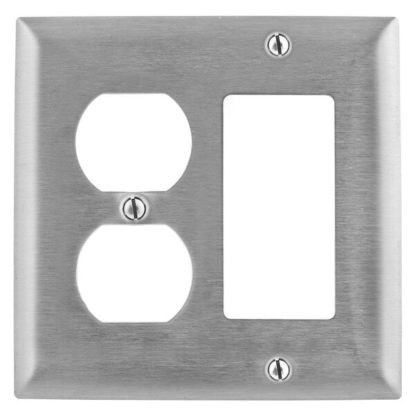 GFCI Opening Wall Plates, Number of Gangs: 2 Stainless Steel, Brushed Finish