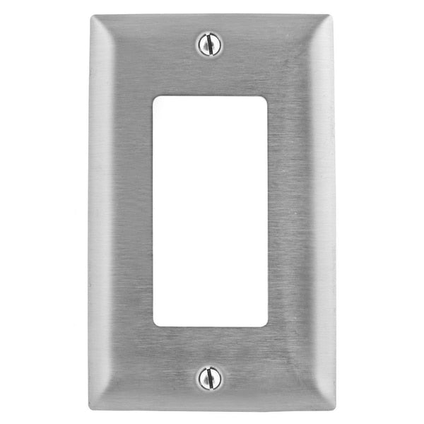 Hubbell Wall Plates and Box Cover, Number of Gangs: 1 Stainless Steel, Brushed Finish