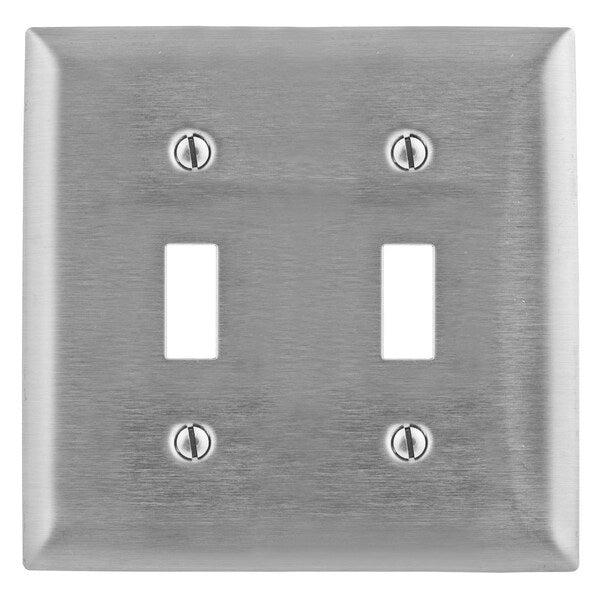 Wall Plates and Boxes, Number of Gangs: 2 Stainless Steel, Brushed Finish