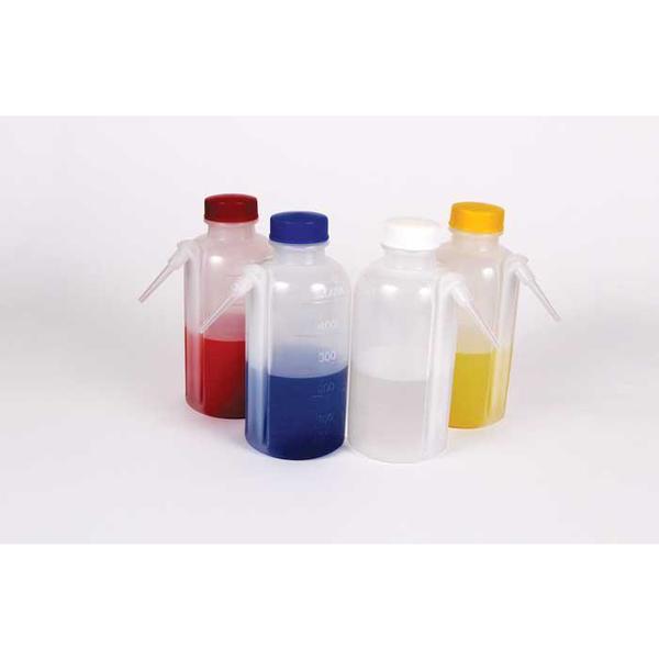 Wash Bottles, Unitary, Colored Caps, 500