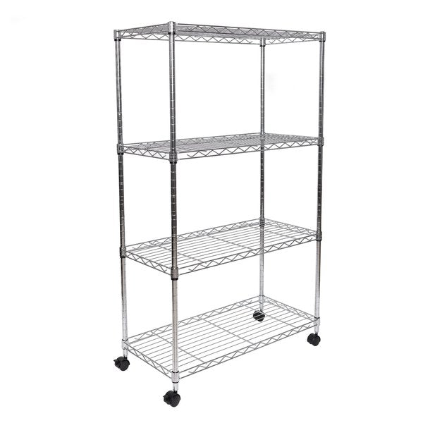 Steel Wire Shelf, 4 Tier, 4 Casters